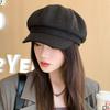 Octagonal Beret Children Retro Woolen Face Small Octagonal Hat British Style Brown Painter Hat Newsboy Hat