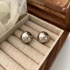 European Style Punk Fashion Geometric Gold Color Half Metal Big Ball Round Stud Earrings for Women Girls Party Accessories