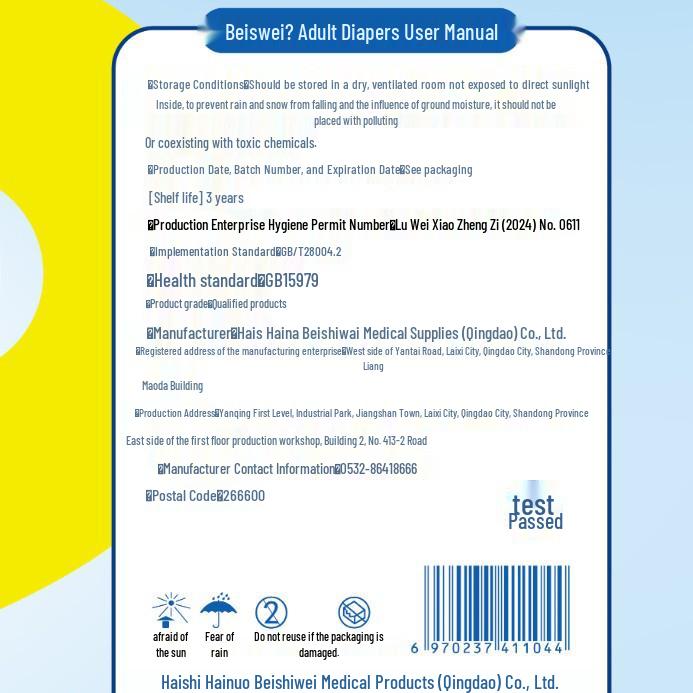 Haisihainuo Auslaufsichere Klebe-Windeln für Erwachsene, 10 Stück, für Senioren