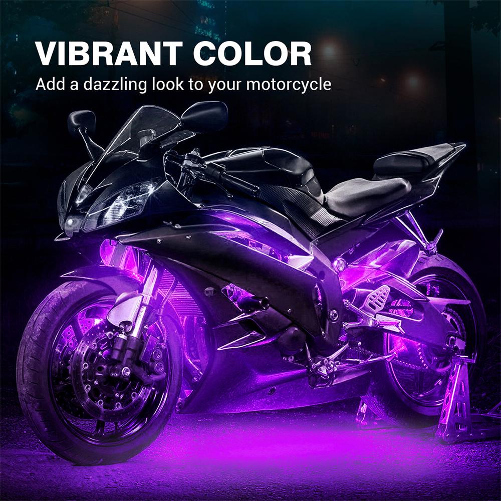 8 Stück Motorrad RGB LED Streifen Lichter Kit mit Bremslicht Funktion