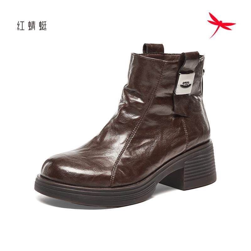 Red Dragonfly Women s Comfortable Block Heel Martin Boots EU 35