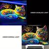 Psychedelic Cat Fluorescent Tapestry Outer Space UV BlackLight Tapestry, Wall Hanging For Living Room Bedroom Office Home Decor
