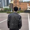Men's High-Street Deconstructed Leather Jacket with Shoulder Pads - Cool Autumn Motorcycle Design