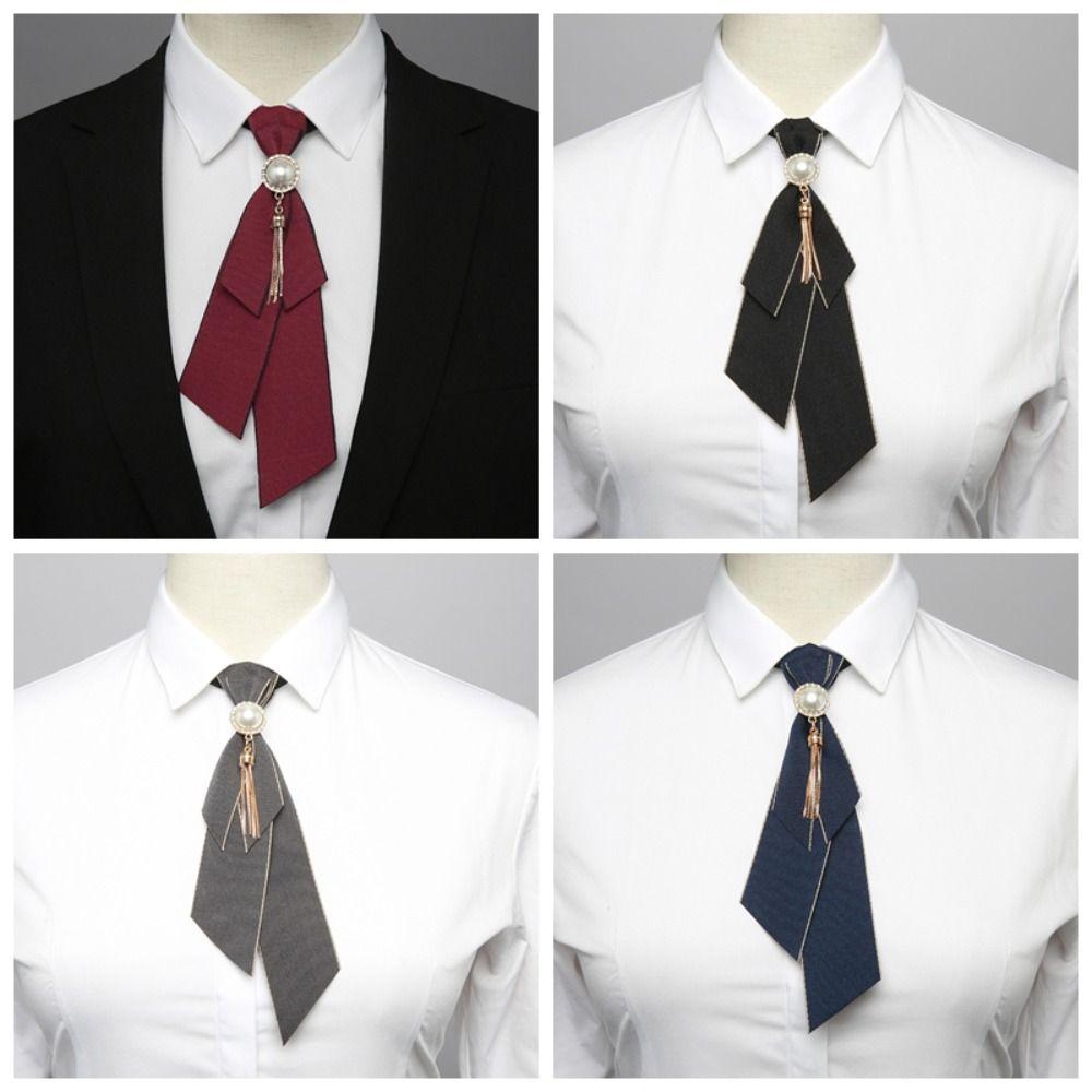 Detachable Necktie Pre-tied Bowknot Brooches Elegant Necktie Shirt Collar Pin Jewelry Accessories