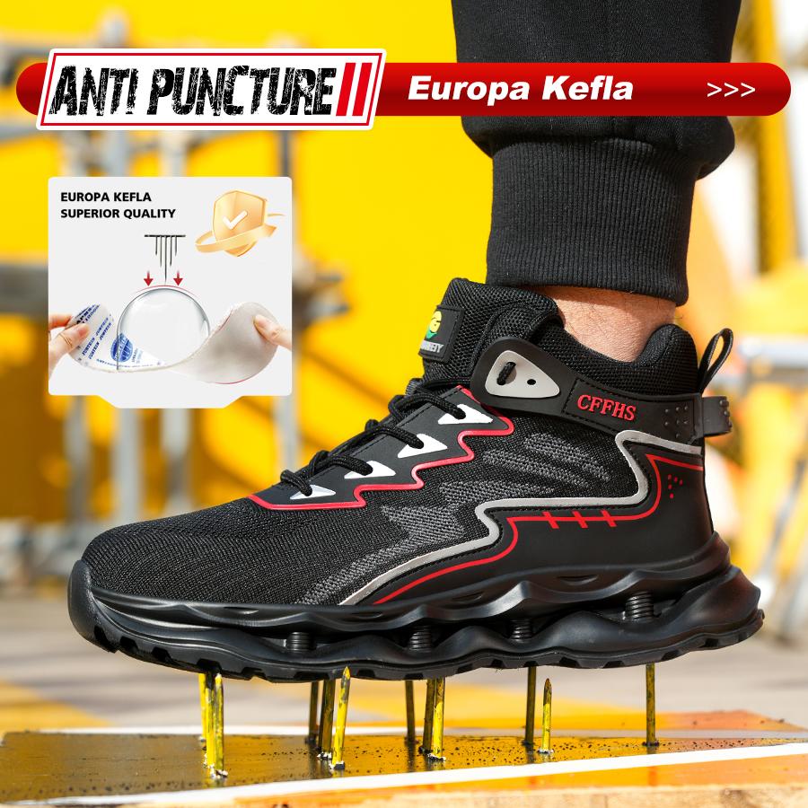 Fashion Steel Toe Shoes For Men Safety Shoes Anti-Smash Anti Puncture Work Boots Indestructible Shoes Security Protection Boots