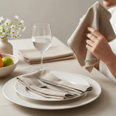 4PCS Rustic Style Cotton Linen Napkins Soft Solid Color Cloth Napkins Decorative Eco-Friendly Linen Table Decor