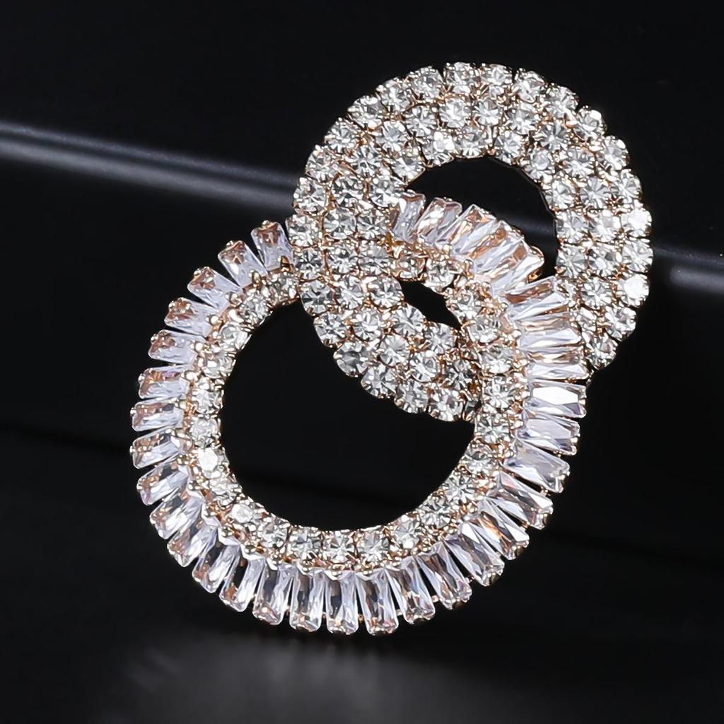 Kolczyki ślubne wielowarstwowe okrągłe z cyrkoniami inkrustowanymi miedzią 2023