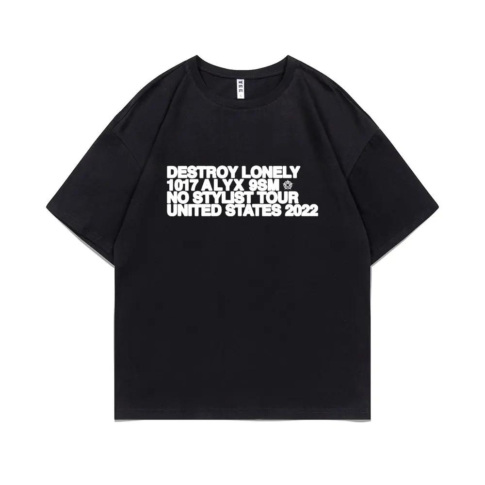 Rapper Destroy Lonely Alyx Print Tshirt Mens Oversized Cotton Short Sleeve Tees Men Hip Hop Rap Aesthetic T Shirts S
