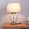 Diamond Cut Glass Table Lamp Brass Finish Off White