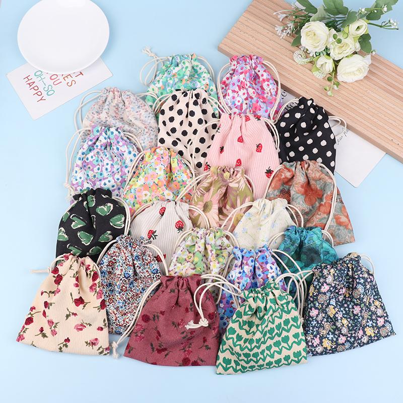 Cute Corduroy Small Lipstick Cosmetic Coin Purse Key Drawstring Storage Bag Women Jewelry Tote Rope Pouch String Bags Organizer