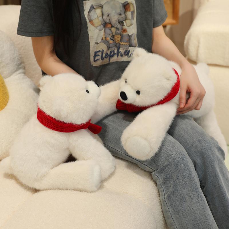 Kawaii Polar Bear Plush Toys Stuffed Soft Lying Polar Bear Pillow Toys Cute For Girls Boys Best Birthday Gifts For Women Lovers