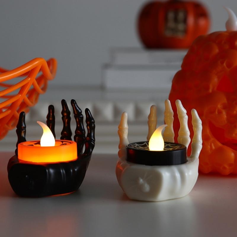 12PCS Skeleton Hand LED Lamp Skeleton Hand Candle Tealight Party Decoration Night Light for Bedroom Window Display