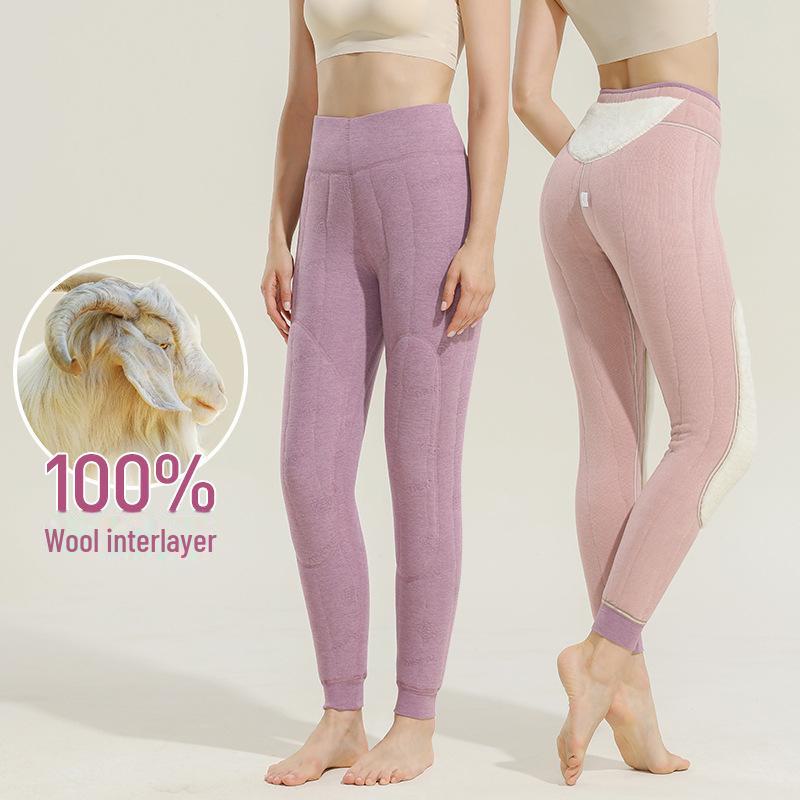 Women's 100% Wool Quilted Warm Pants, Plus Velvet, Thickened for -20°C Winter, Ideal for Knee and Waist in Northeast China.