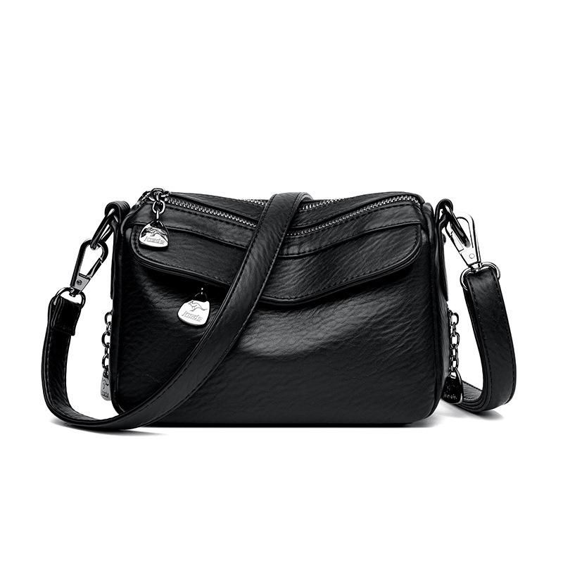 

Женская сумка из ПУ с мягкой отделкой, однотонная сумка через плечо, повседневная сумка для мамы чёрный