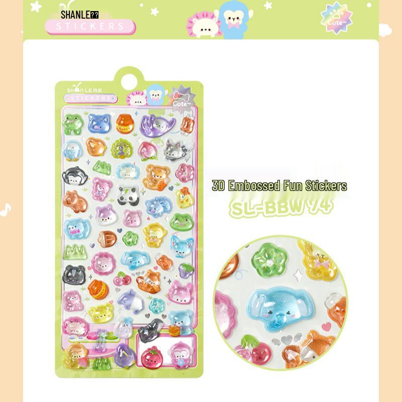 Popular 3D Animal Cartoon Crystal Stickers for Kids' Phone Cases