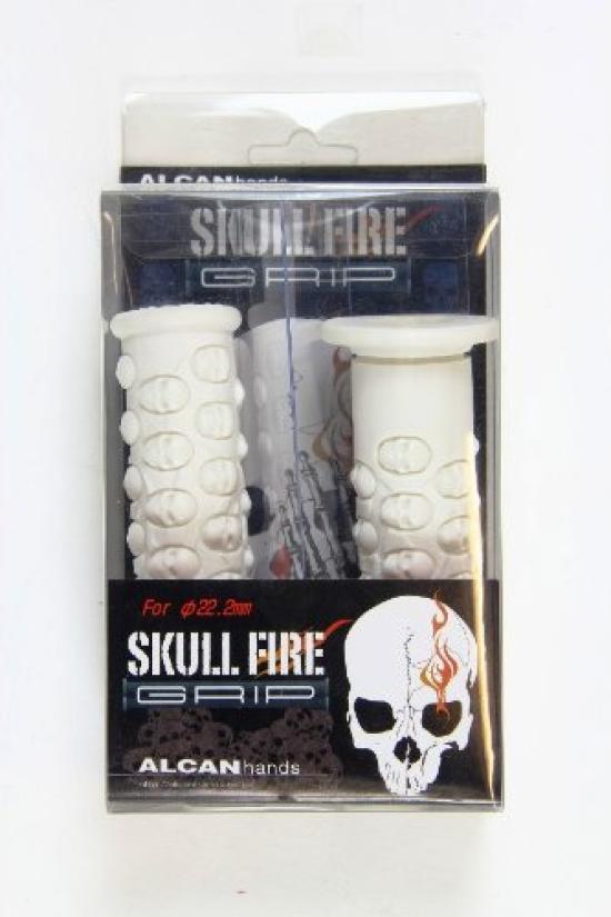 Arkadia Japan White Alcan Hands Skullfire Handle Diameter G00043a Grips, Rubber, 22.2Mm,