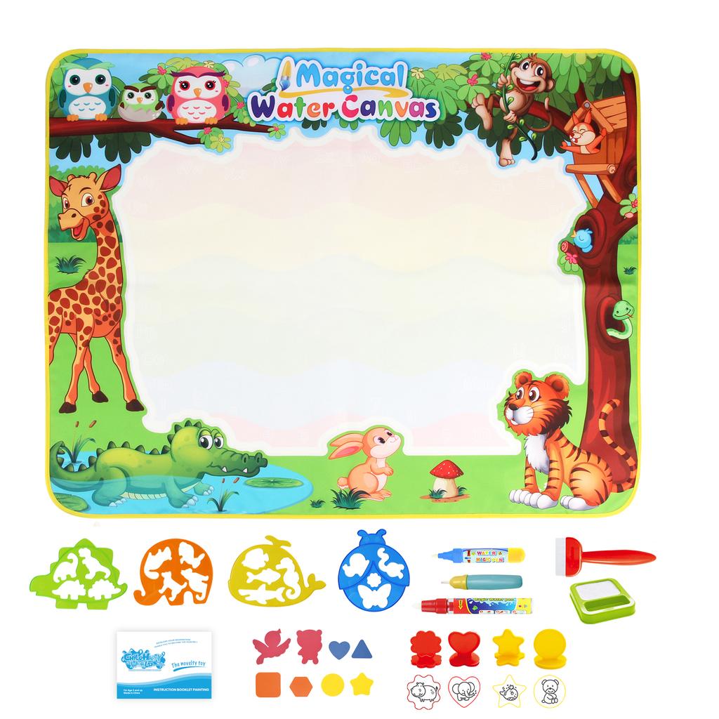 100x80CM Magic Water Drawing Mat Coloring Doodle with Reusable Magic Pens Montessori Painting Board Educational Toys Kids Gifts