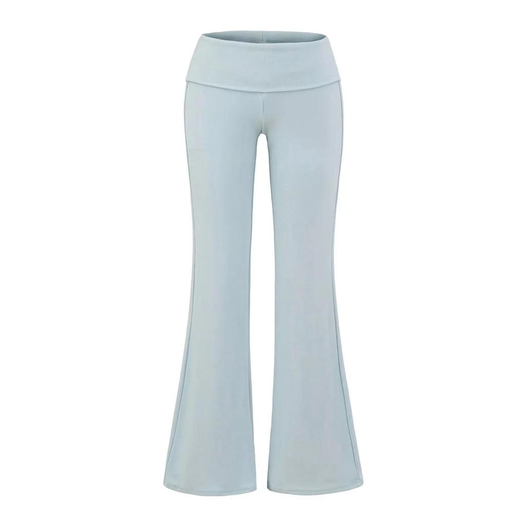 Yoga Workout Set: Slim-Fit Tank with Built-In Bra Pads & Elastic Spaghetti Straps + Flared Pants, Turned-Up Waist, Slimming & Draped