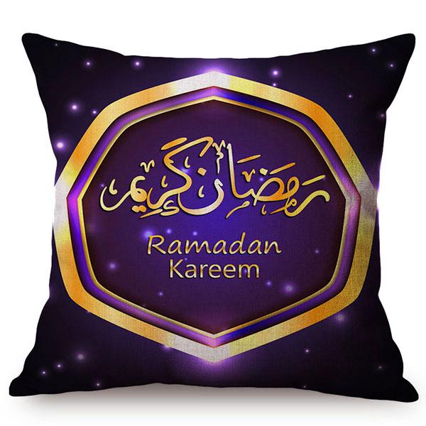 Eid Mubarak Cushion Cover Islamic Muslim Kaaba Mecca Moon Pattern Decoration Ramadan Kareem Sofa Throw Pillow Case Cojines