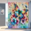 Lebendige Buntglas Schmetterling & Blumen Wasserdichter Duschvorhang - Farbenfrohes Künstlerisches Design Für Lebhafte Badezimmerdeko