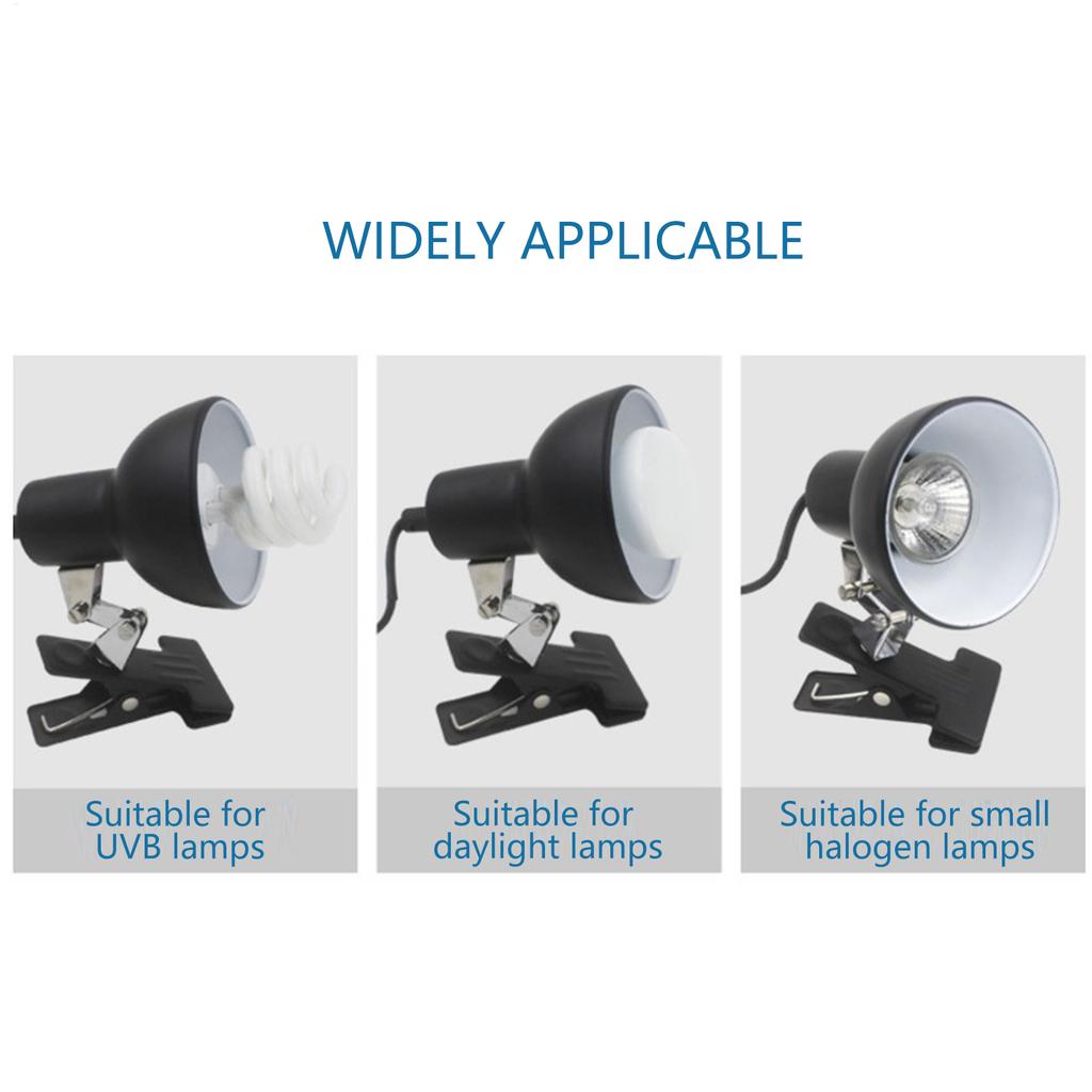 Portalampada a Cupola Profonda per Rettili con Riflettore Ottico, Morsetto per Illuminazione Terrario per Lampadine UVB, Riscaldanti per Rettili, Serpenti, Lucertole