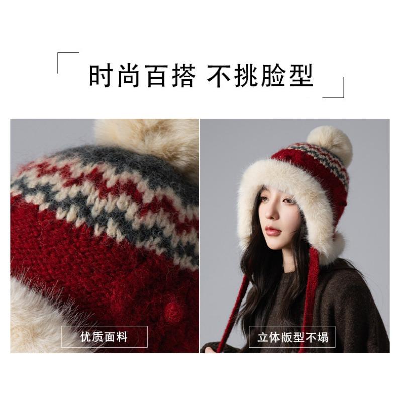 Women S Thick Fleece Warm Knit Lei Feng Hat For Winter Autumn Travel