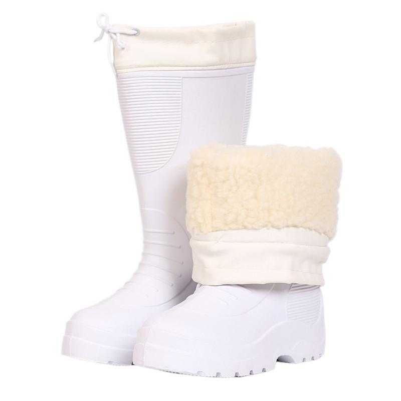 Waterproof Men's Rain Boots Cotton Lightweight Anti Slip Women's Boots EVA Thickened Plush Men Fishing Shoes Outdoor Snow Boots