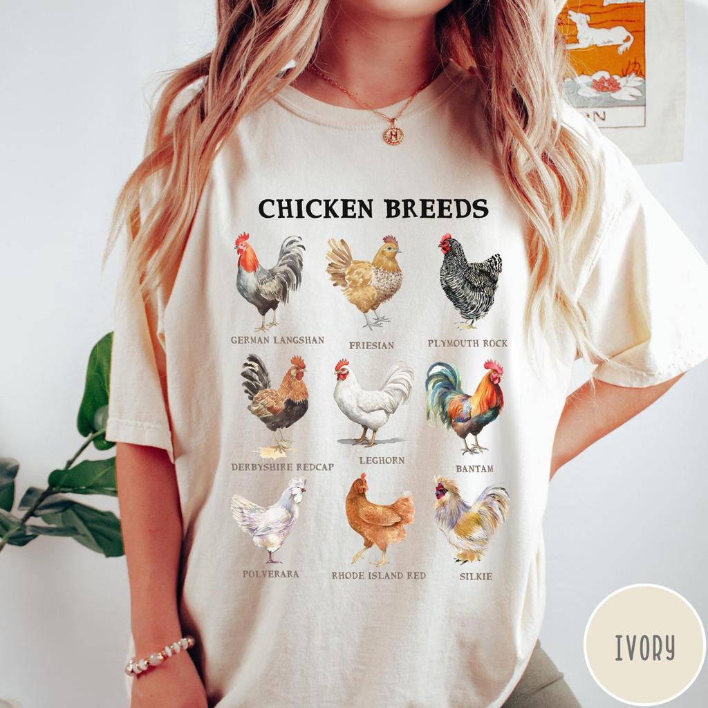 Chicken Tshirt, Chicken Breeds Shirt, Chicken Lover Shirt, Funny Retro Chicken Shirt, Farm Animal Tshirt, Chicken Girl Tee