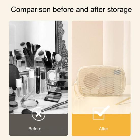 Kosmetiktasche aus Mesh, tragbarer Reise-Make-up-Organizer, atmungsaktiver Kulturbeutel mit Reißverschluss und Kordel zum Aufhängen für Zuhause, Büro, Fitnessstudio