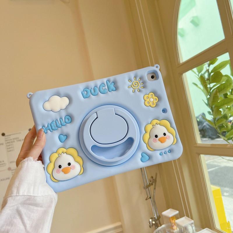 Cartoon Duck Silicone Case IPad 10 With Rotating Stand Shockproof Soft Cover Mini 6 Anti-Scratch Animal Design
