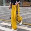 American Retro Yellow High-Waist Wide-Leg Sweatpants with Five-Bar Design for Spring and Autumn 2025