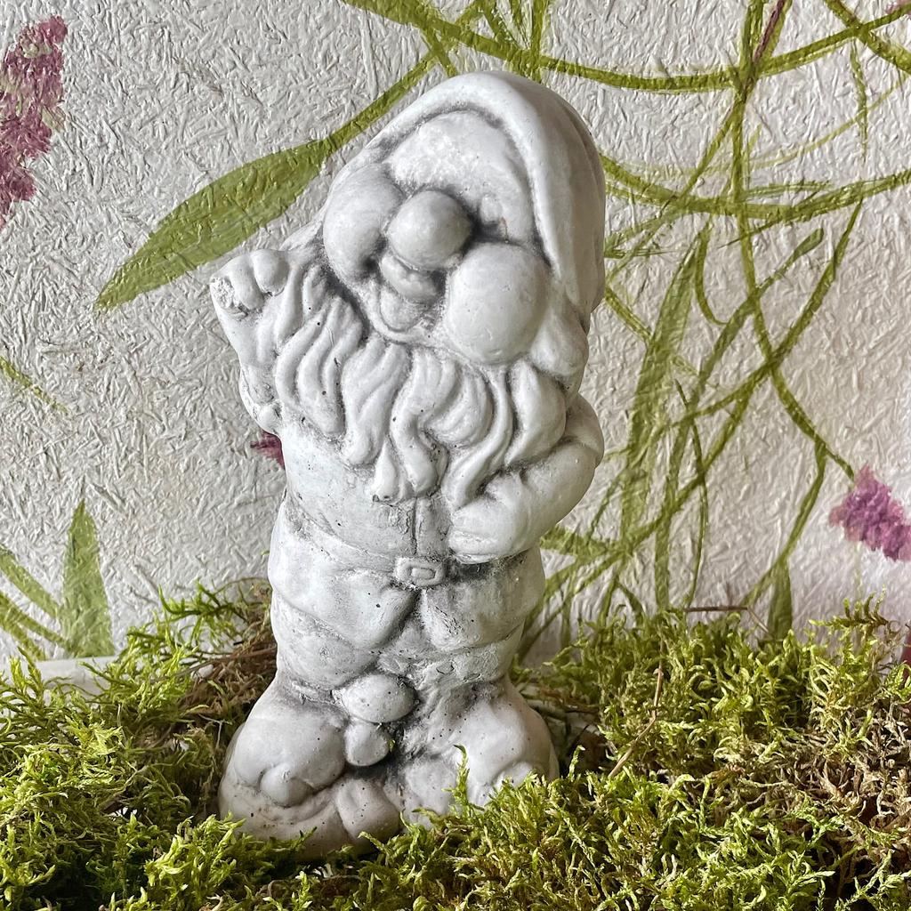 Decorative sculpture gray concrete dwarf figure