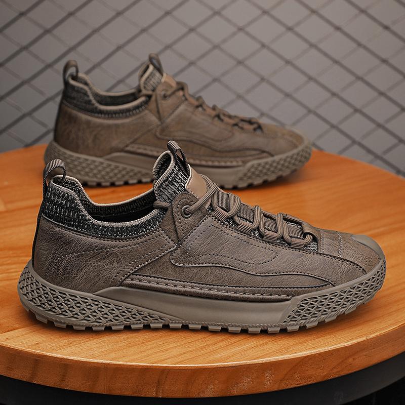 

Новые популярные мужские кроссовки из коровьей кожи, повседневная кожаная обувь, мужская универсальная износостойкая обувь на толстой подошве, мужская рабочая обувь на шнуровке 38