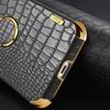 For Samsung Galaxy A15 4G/5G Case Crocodile Texture Electroplated Phone Cover with Kickstand