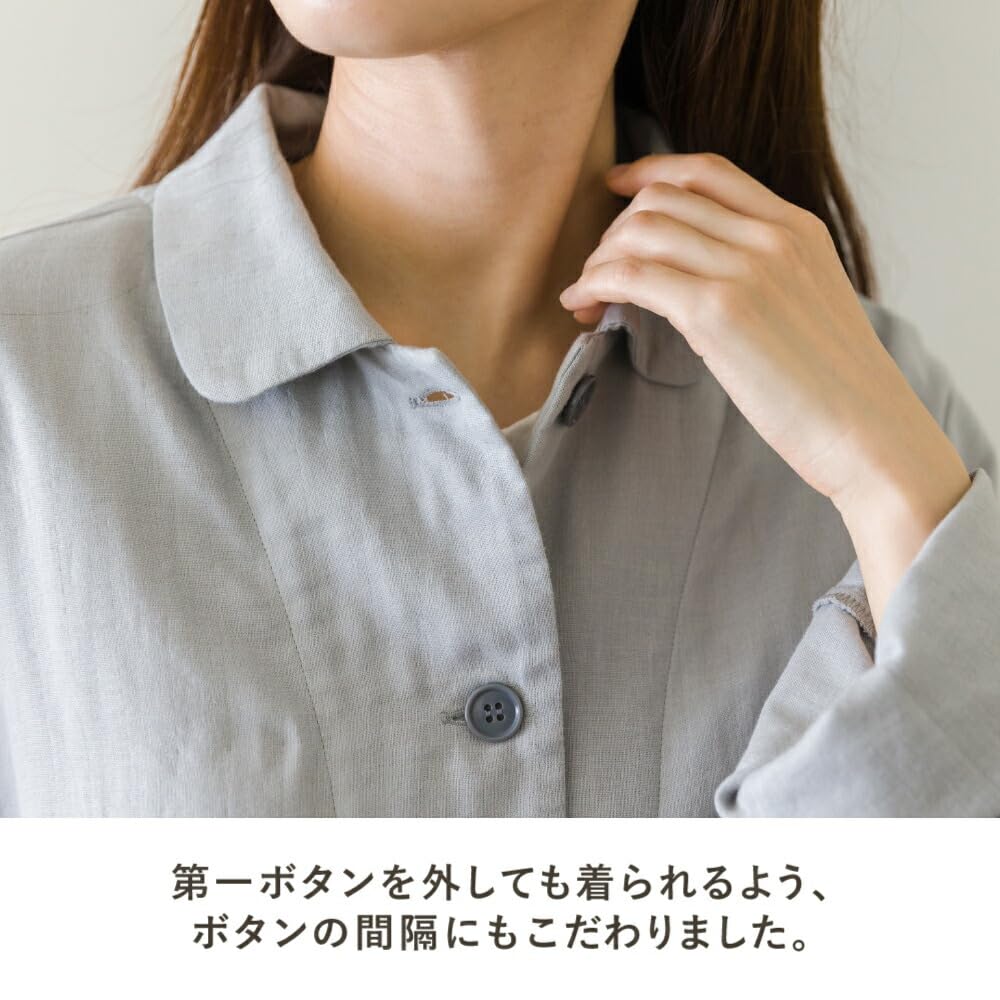 Wasaraf Gauze Long Steel Size Made in Mikawa Stylish Double Loose Loungewear Women's Pajamas, Sleeve, Blue, L, Japan, 100% Cotton, Cotton, Loungewear,