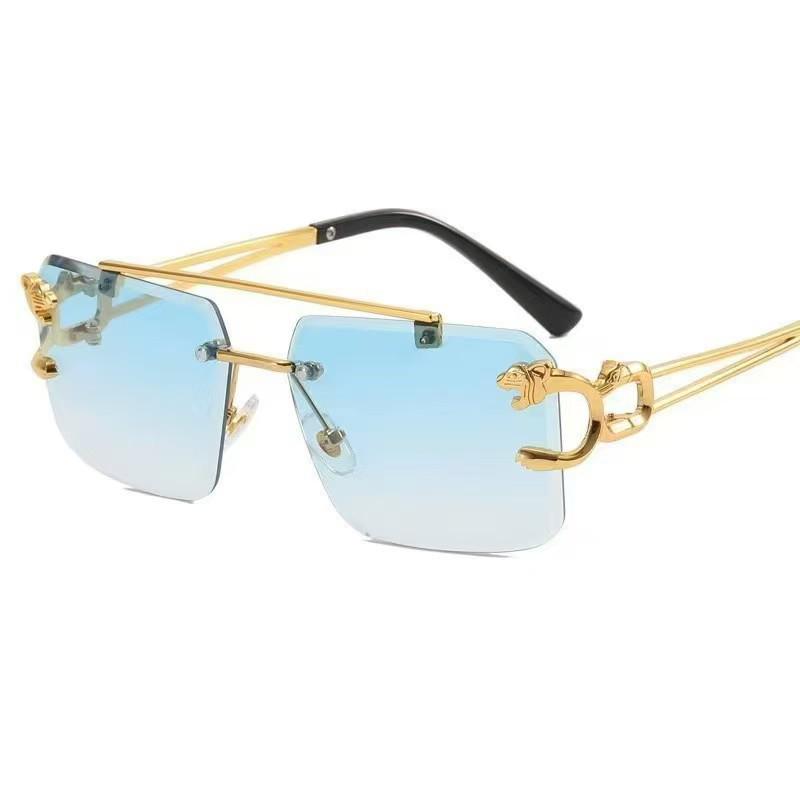 Unisex Square Frame Leopard Head Sunglasses, UV Protection, Trendy and High-End Feel