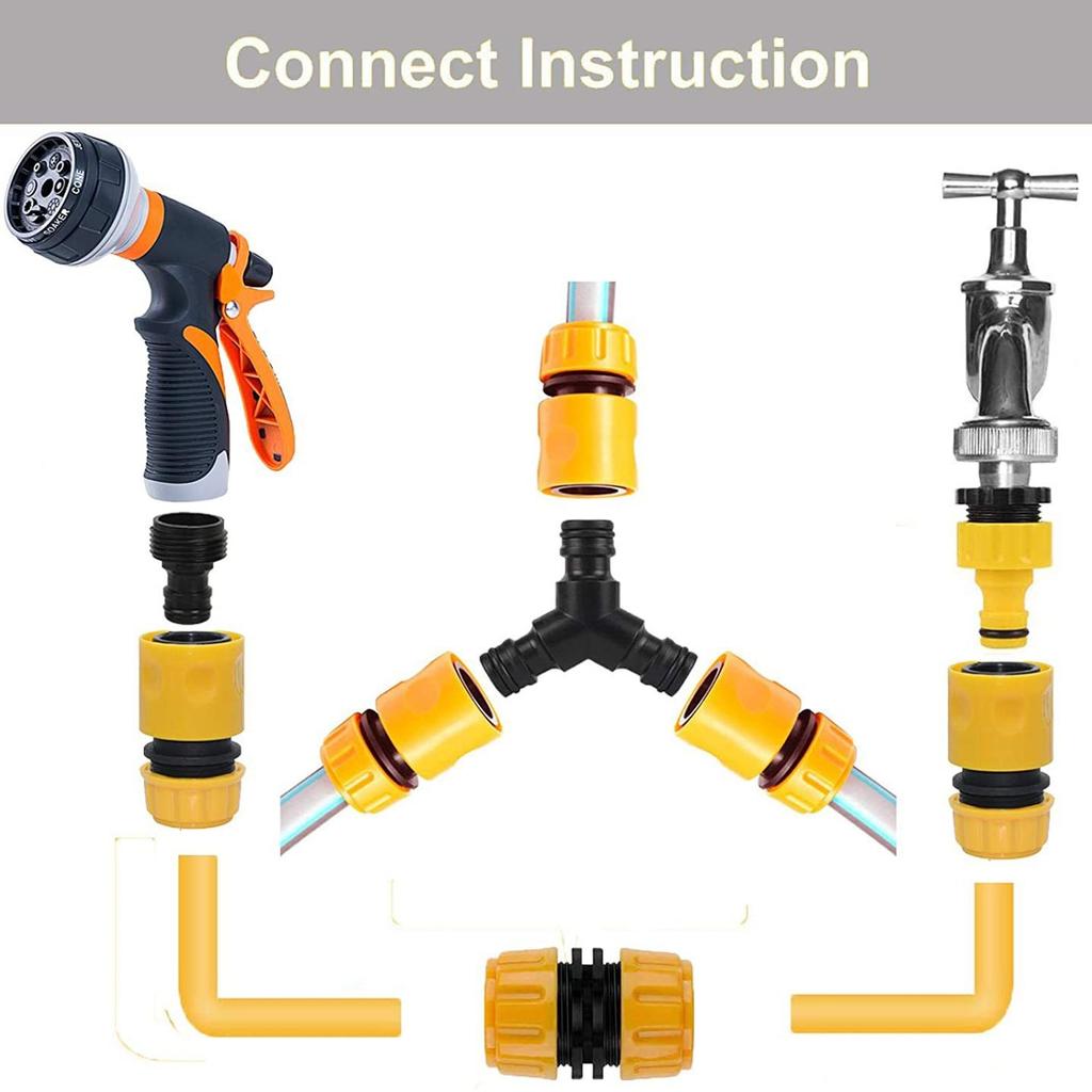 20 Pack Garden Hose Connector Kit ABS Material 1/2'' Diameter Quick Connect Y Splitter Male/Female Connectors