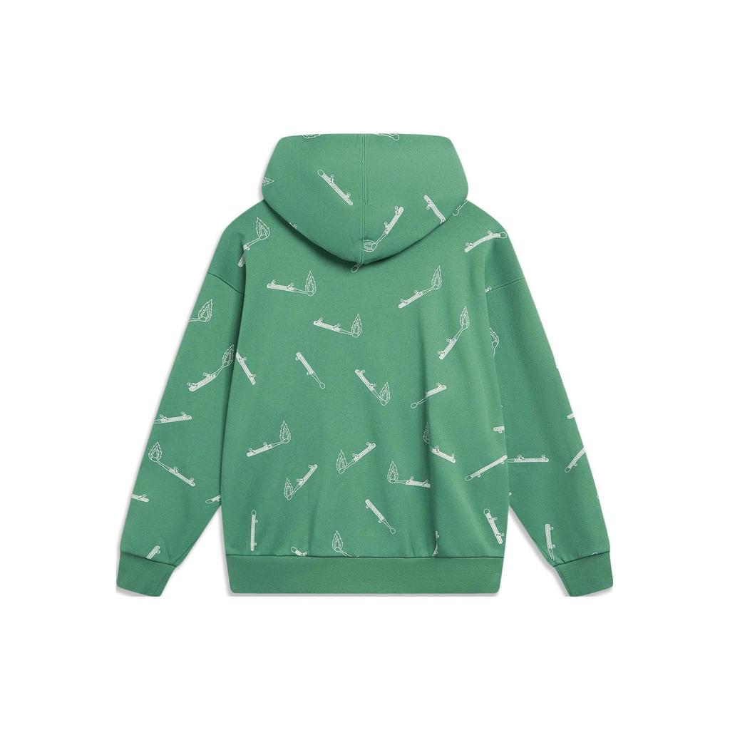 Li-Ning Phil Hackett Collaboration Pattern Printed Loose Fit Pullover Hoodie Unisex hoodies Deep-Palace-Green AWDT955-2