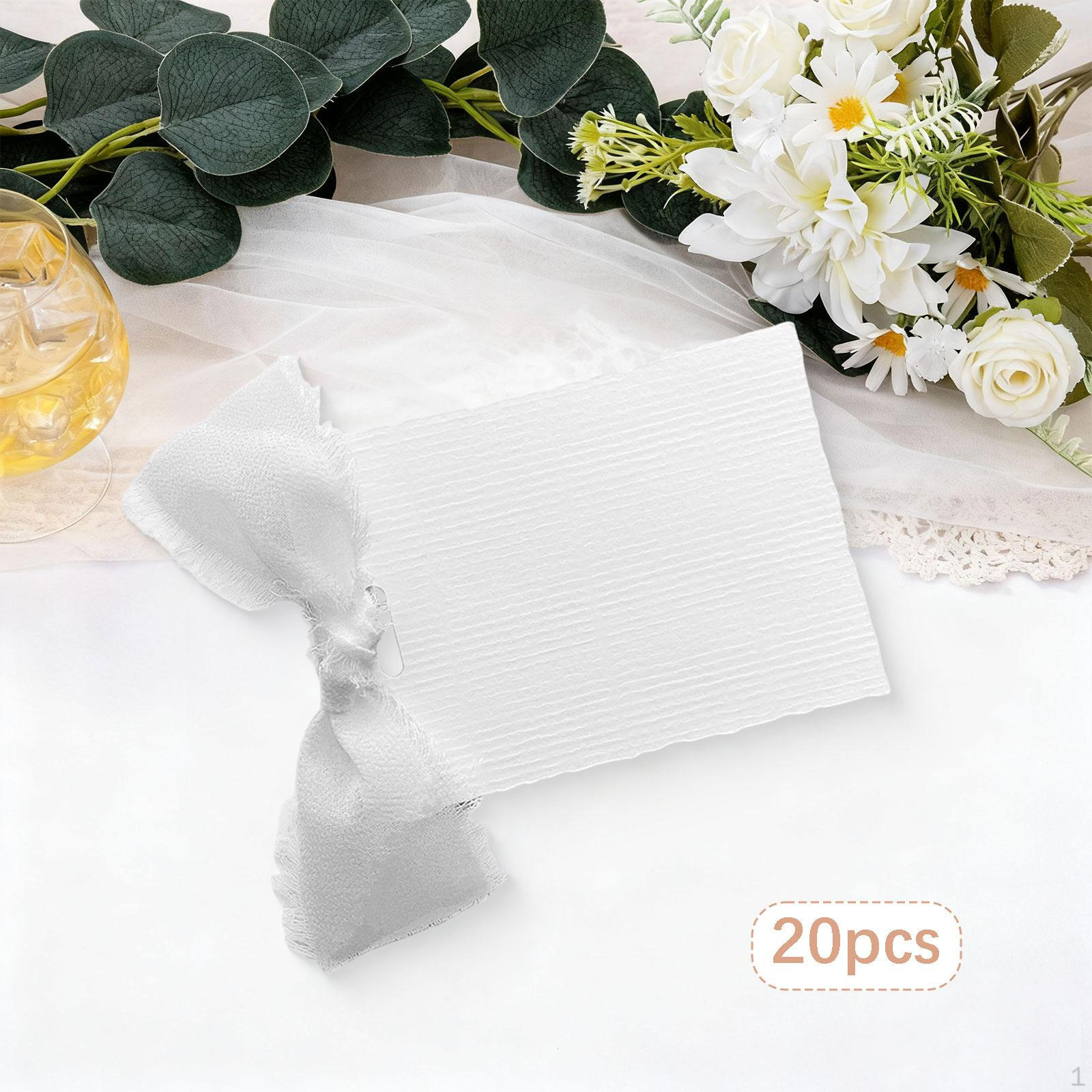 

20 Pieces Cards for Weddings with Ribbon Table Setting Party Name Dinner Shower White ribbon