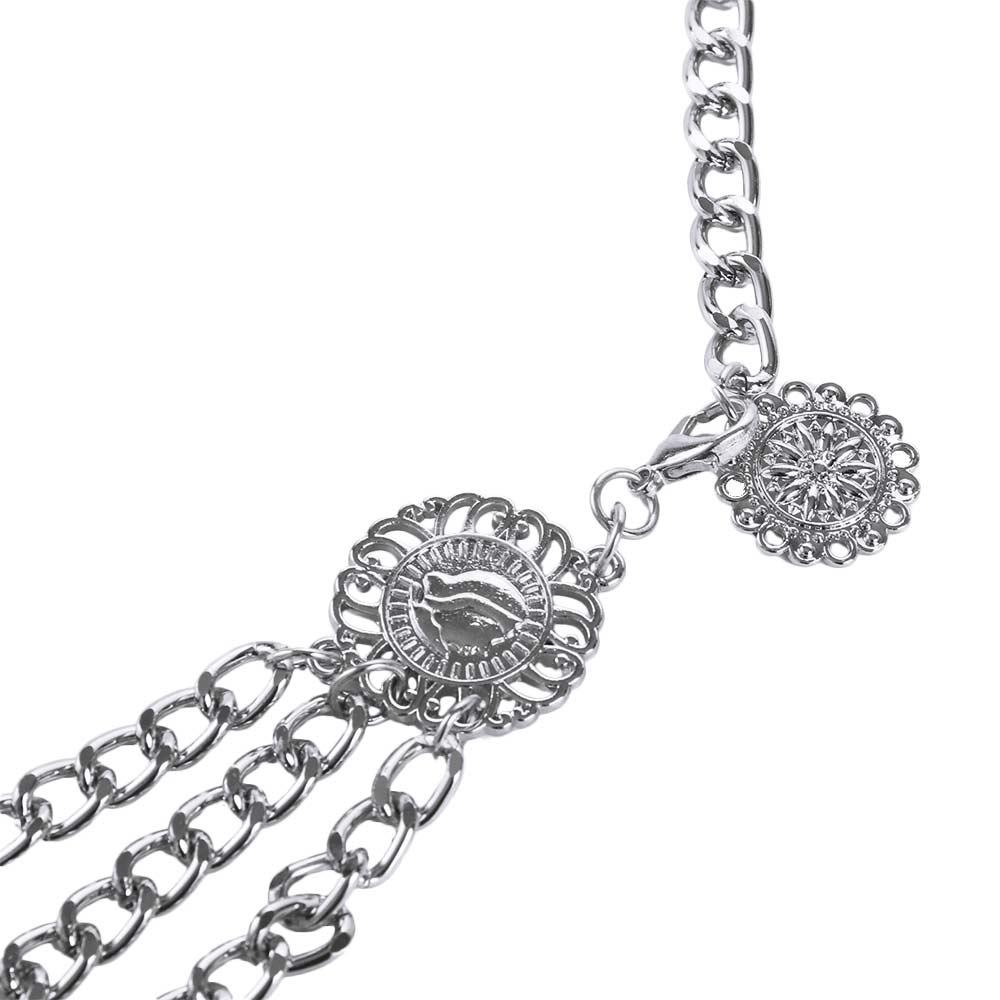 Round Pendant Tassel Sun Flower Adjustable Women Body Chain Aluminum Chain Waist Chain Metal Belts