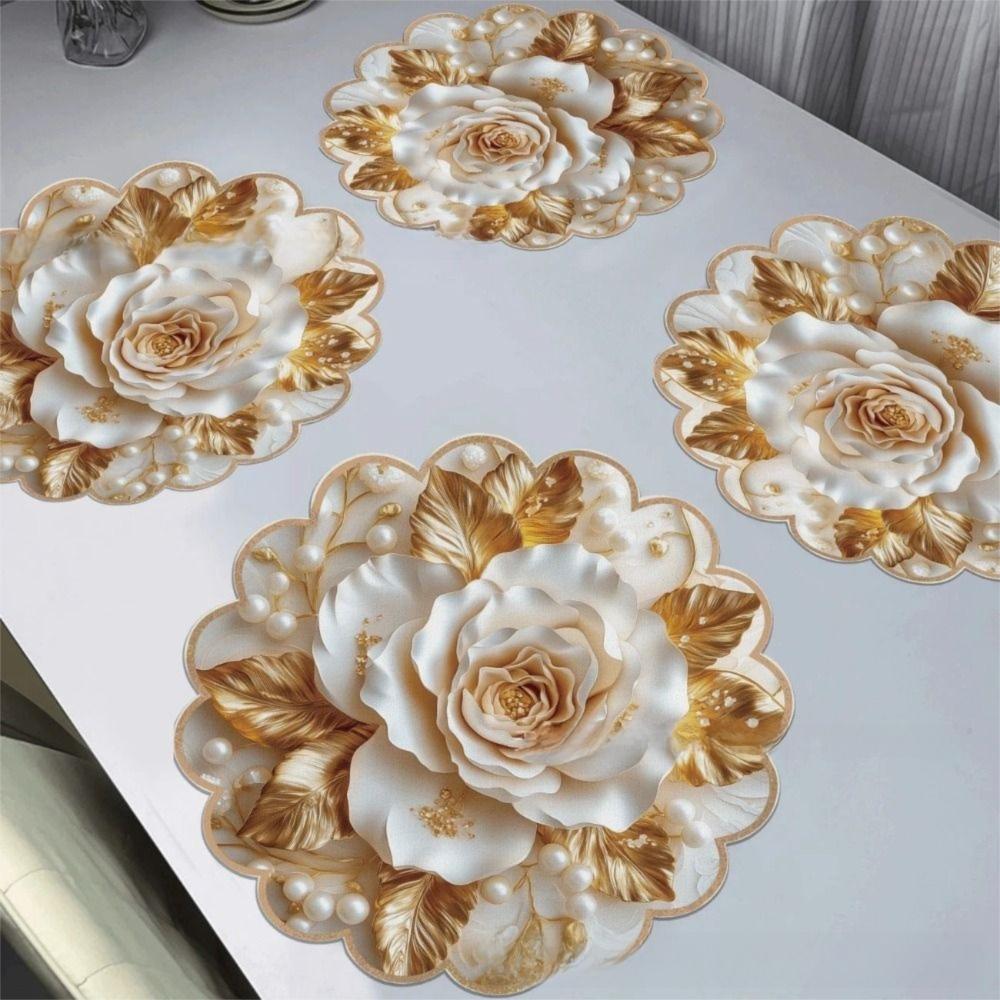 Flower Shaped Placemat Absorb Water Diatomaceous Mud Kitchen Tableware Pad Easy To Clean Heat-Resistant Insulation Mat Kitchen