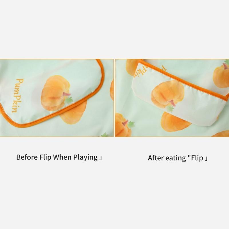 Absorbent Baby Weaning Bib with Food Catcher Pocket for Convenient Eating Machine Washable Reversible Feeding Apron