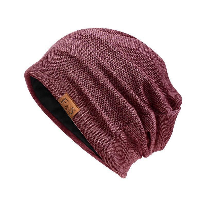 Pullover Cold Hat Women's Casual Winter Velvet Loose Leather Label Hat Knitted Hat Men's and Women's Outdoor Headgear