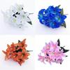 Lush 45cm 10 Heads Artificial Stargazer Lilies Silk Flower Bouquet For Vibrant Decor