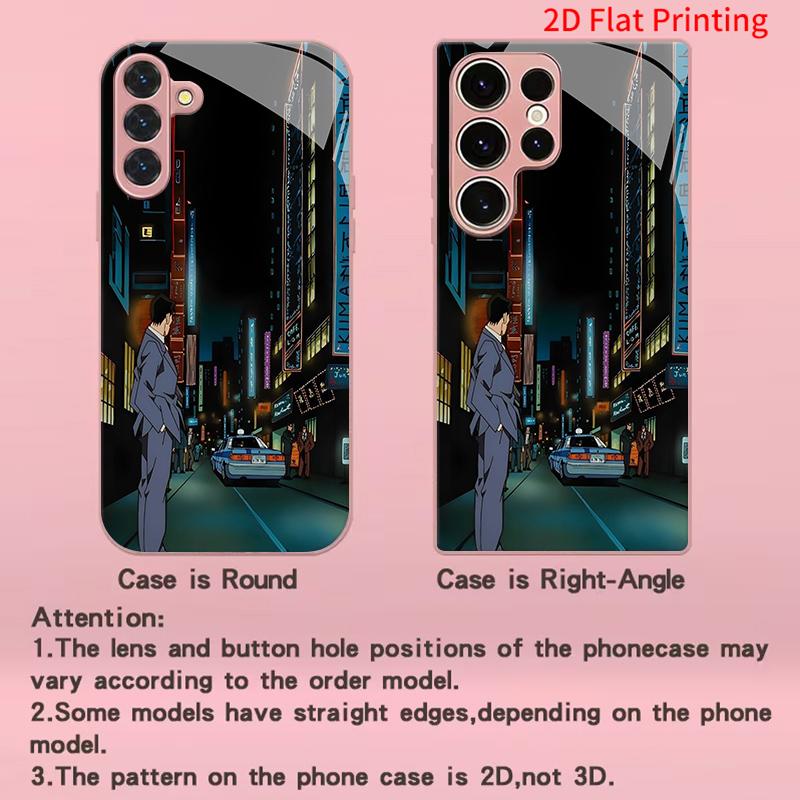 2DFlat Samsung electroplated tempered glass phone case,Neon City Night SceneSuitable for Galaxy S26 S23 S24FE S25ULTRA S22 S21