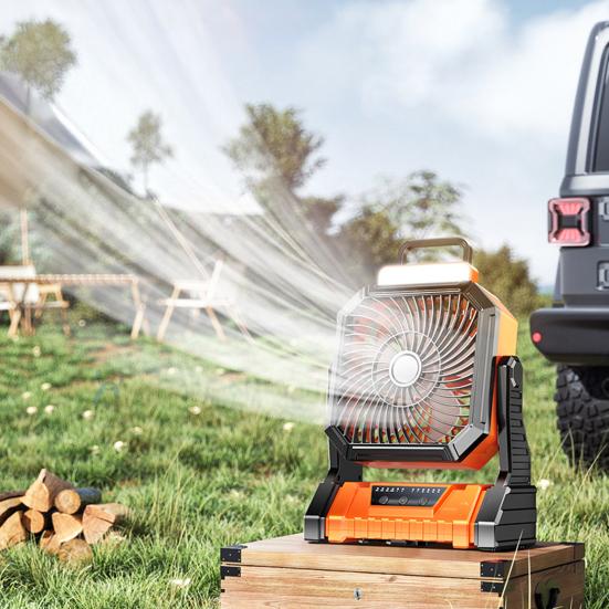 Outdoor Camping Ventilator Lichtmodi Geschwindigkeit Einstellbar Rotierend USB Wiederaufladbar 2-In-1 Mehrzweck Wandern Zelt Hängender Ventilator Lampe Notlaterne