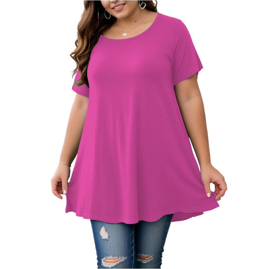 Women's Plus-Size Fashionable Casual Loose-Fit Short-Sleeve Top