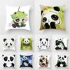 Urocza poszewka na poduszkę z nadrukiem pandy do domu, sypialni, salonu, na sofę, 45x45cm, poszewka z brzoskwiniowej skóry, prezent