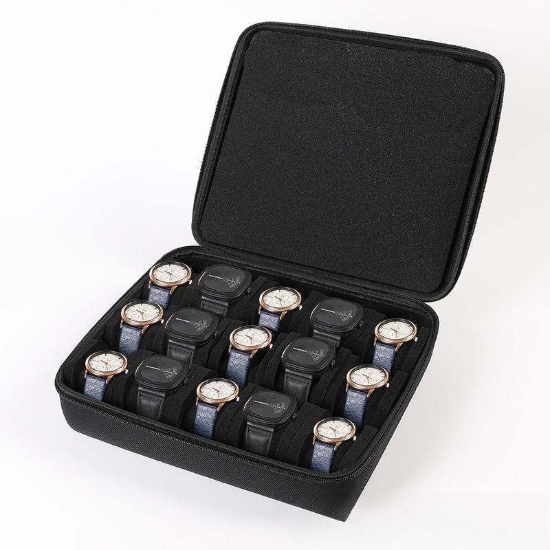 Men Women Portable Watch Travel Case - EVA Waterproof Shock-Resistant Zippered Organizer for Wristwatches Smart Watches