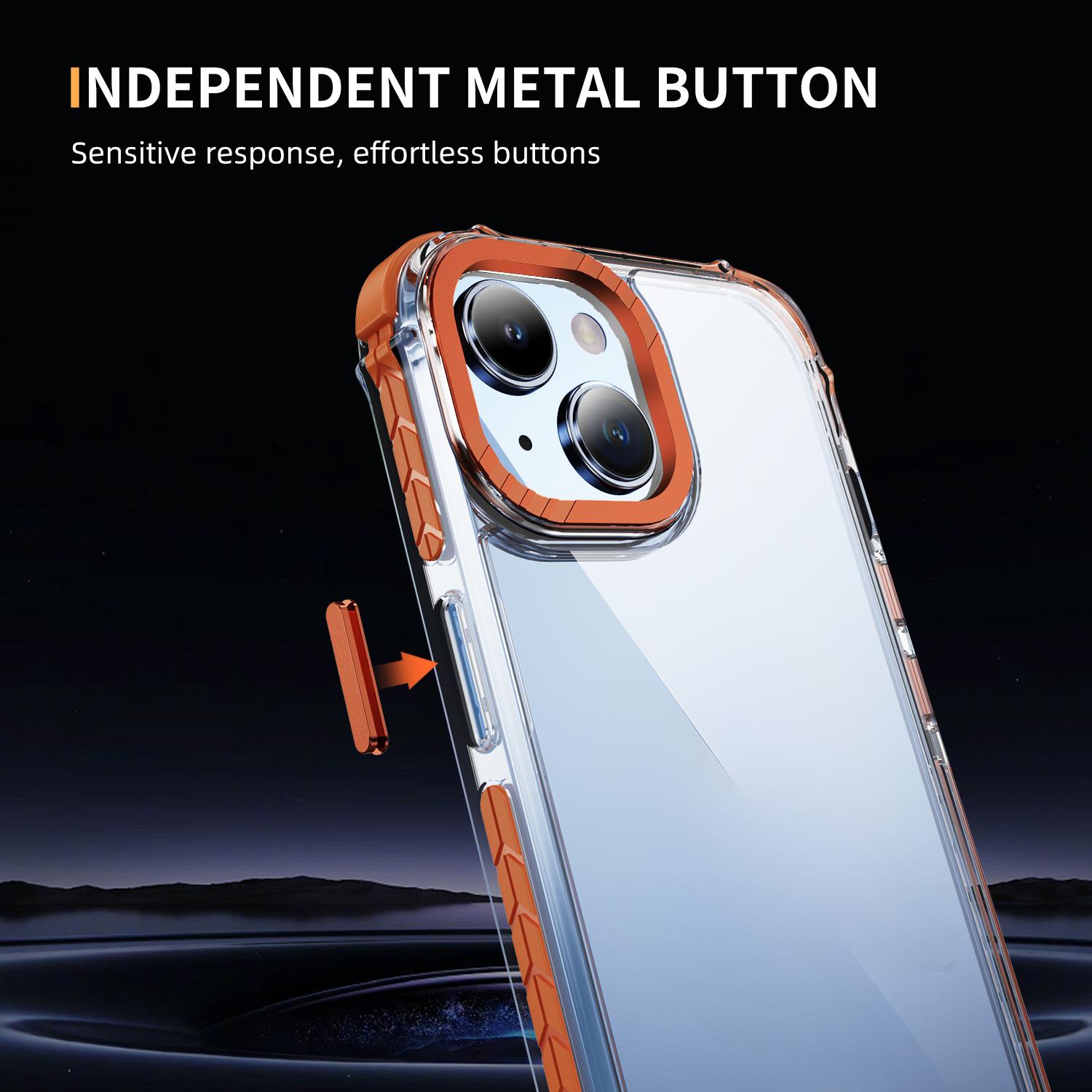 

For iPhone 14/13 Crystal Clear Case Airbag Anti Drop TPU+PC Phone Back Cover Blue